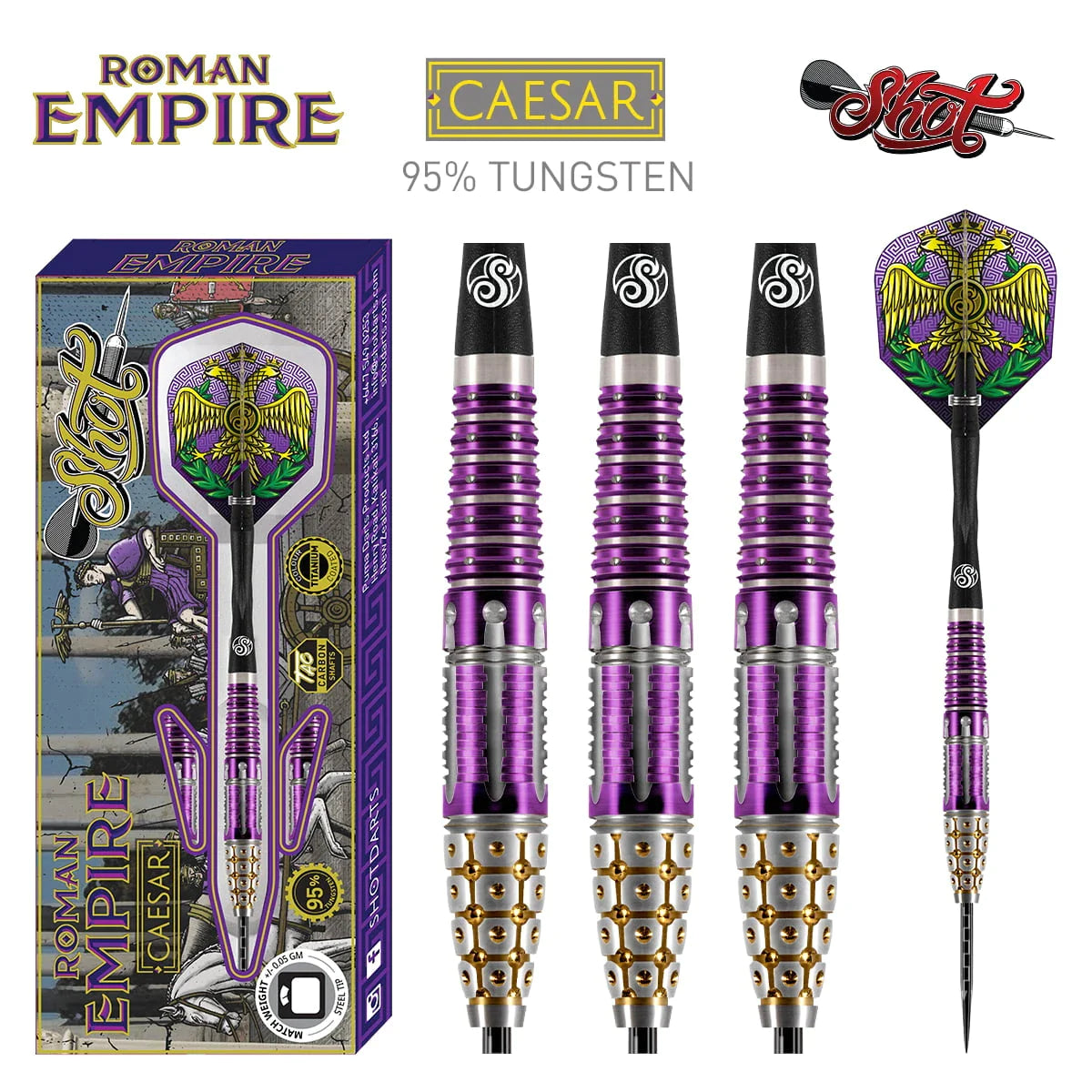 Shot Roman Empire Caesar 24g 95% Tungsten Steel Tip Darts