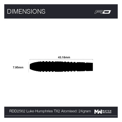 Red Dragon Luke Humphries TX2 Atomised 90% Tungsten Steel Tip Darts
