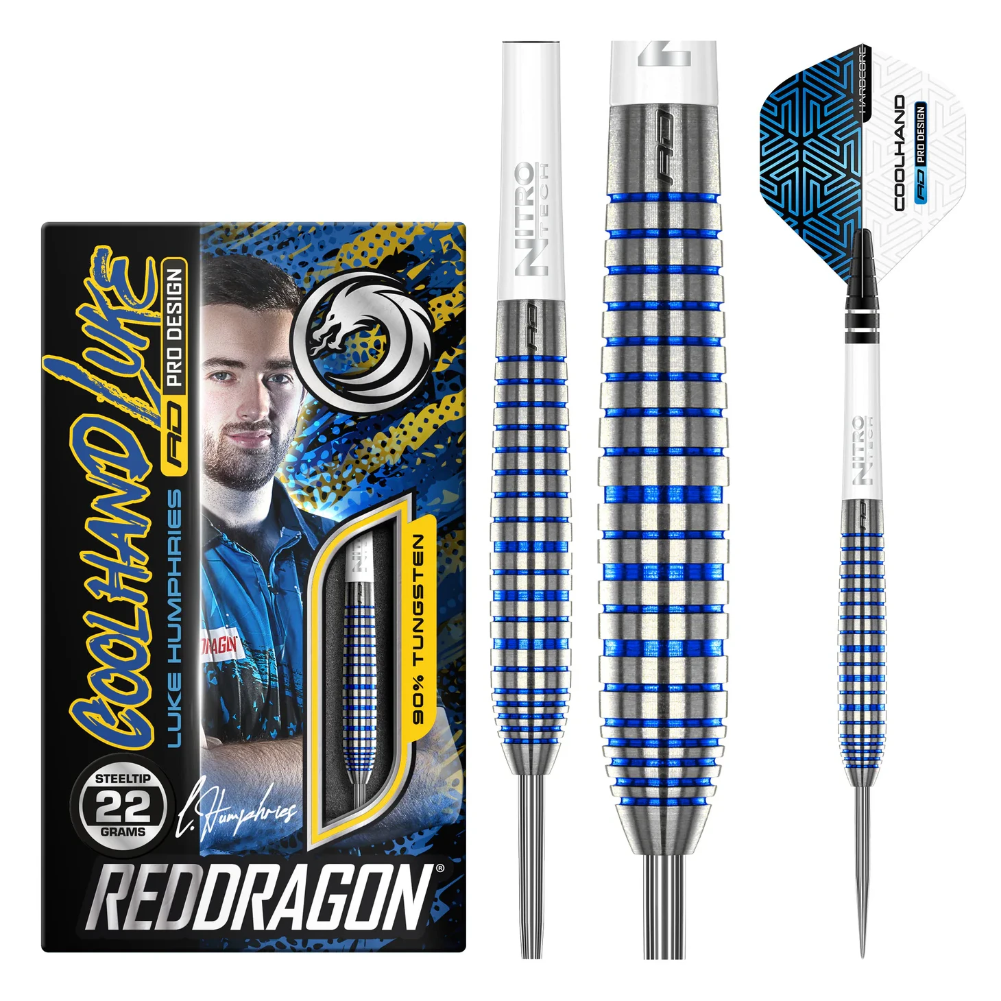 Red Dragon Luke Humphries - TX3 Cool Blue SE 90% Tungsten Steel Tip Darts 