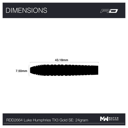 Luke Humphries TX3 Gold Darts 24g specs