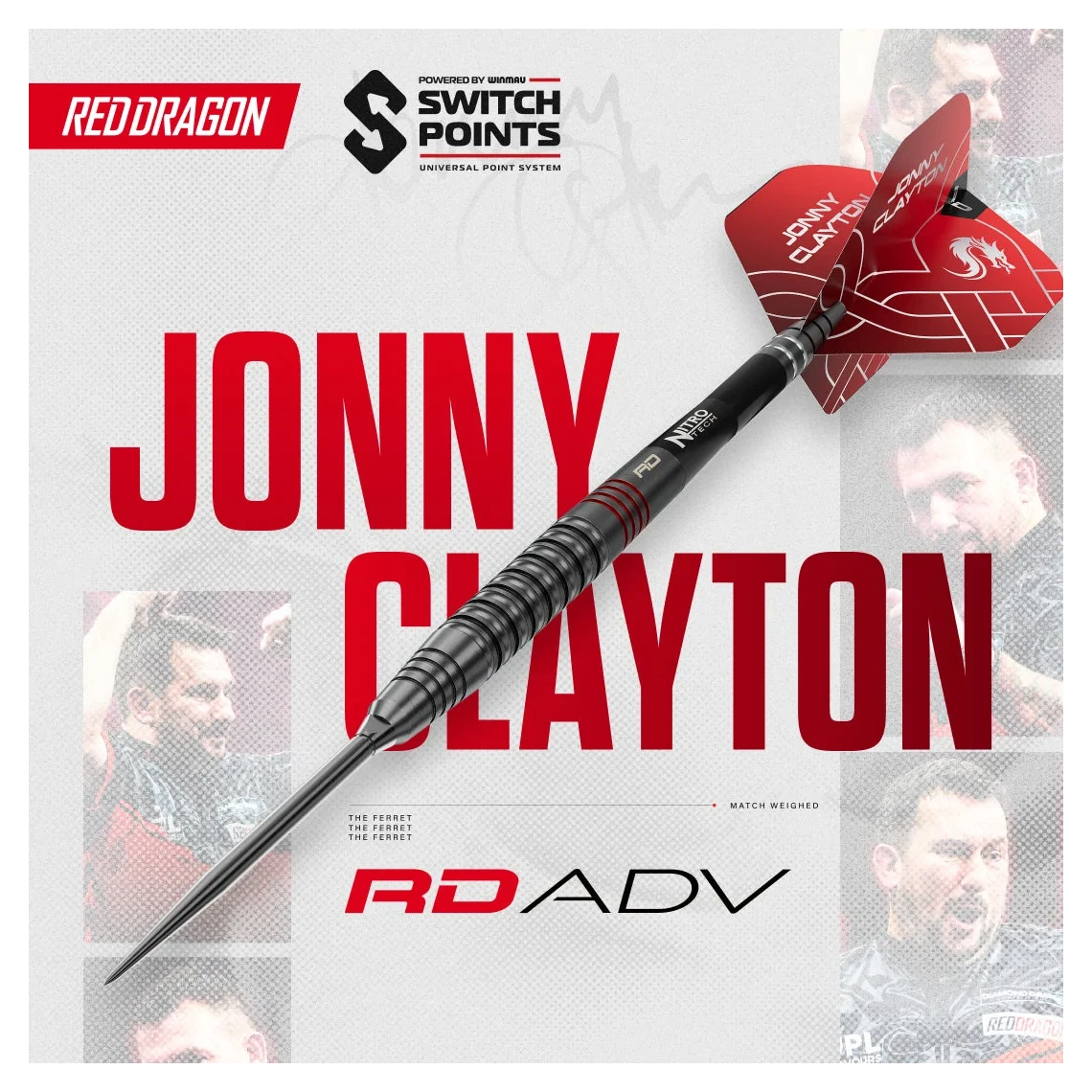 Red Dragon Jonny Clayton RD-ADV 90% Tungsten Switch Point Darts