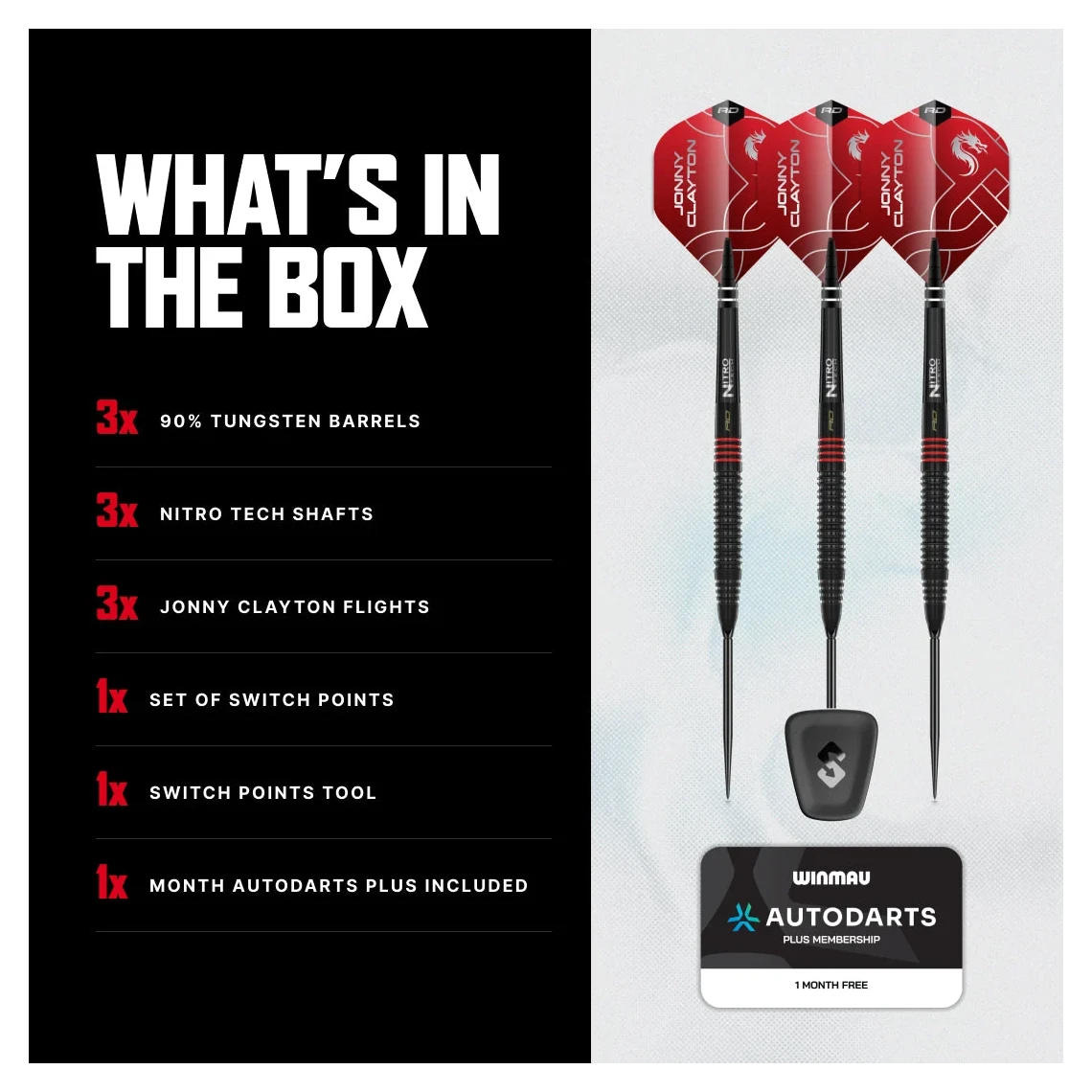 Red Dragon Jonny Clayton RD-ADV 90% Tungsten Switch Point Darts