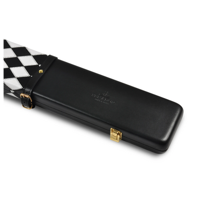 Peradon Leather Black White Small Diamond Snooker Cue Case for 3/4 Jointed Cues