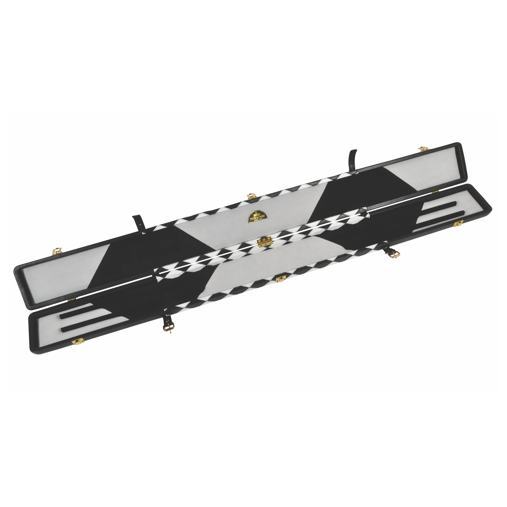 Peradon Leather Black White Small Diamond Snooker Cue Case for 3/4 Jointed Cues