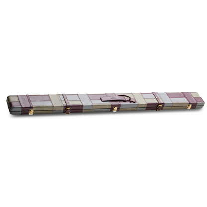 Peradon Leather Burgundy Grey Block Style Snooker Cue Case for 3/4 Jointed Cues