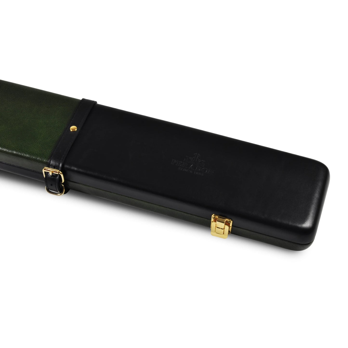 Peradon Black Green Leather Snooker Cue Case for 3/4 Jointed Cues