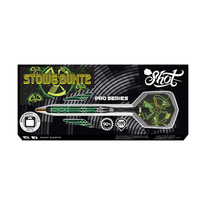 Shot Pro Series – Stowe Buntz 2.0 Black Ti Steel Tip Dart Set - 90% Tungsten Barrels