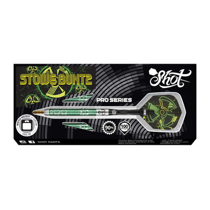 Shot Stowe Buntz 2.0 Steel Tip Dart Set 90% Tungsten Barrels 23g