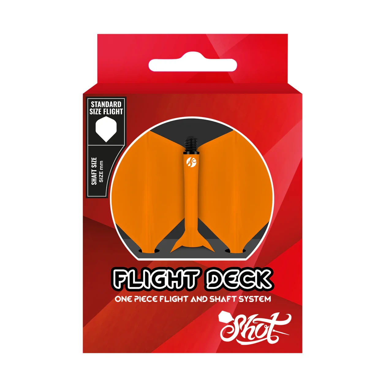 Shot Flight Deck - One Piece Dart Flight and Shaft System Orange