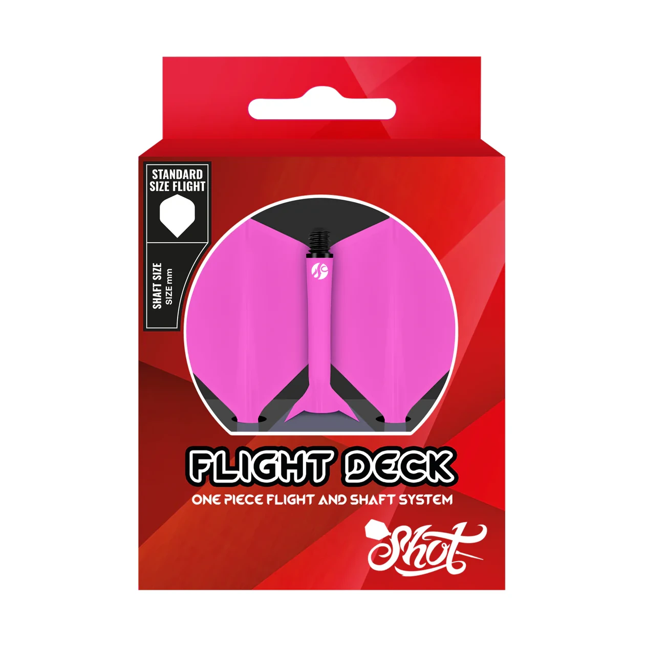 Shot Flight Deck - One Piece Dart Flight and Shaft System Pink