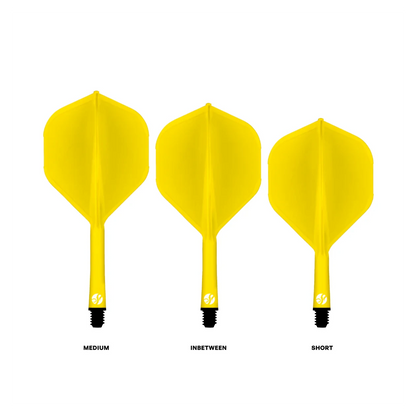 Shot Flight Deck - One Piece Dart Flight and Shaft System Yellow Size comparison
