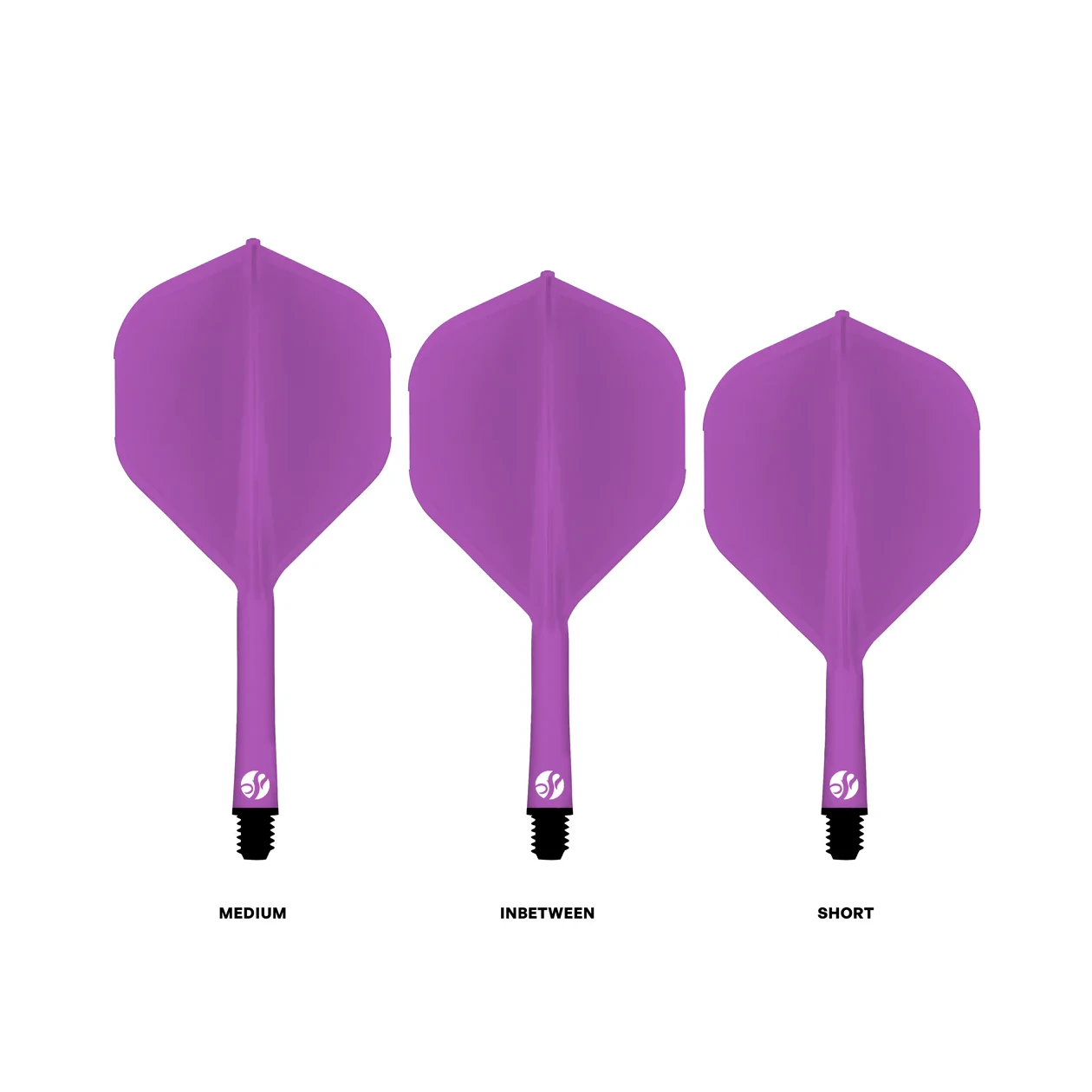 Shot Flight Deck - One Piece Dart Flight and Shaft System Purple Size Comparison