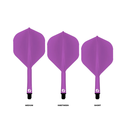 Shot Flight Deck - One Piece Dart Flight and Shaft System Purple Size Comparison
