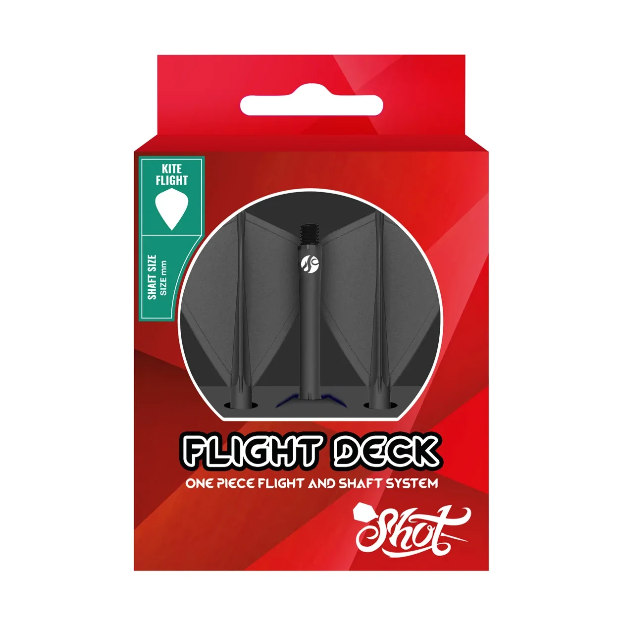 Shot Flight Deck - One Piece Dart Flight and Shaft System | Black | Kite