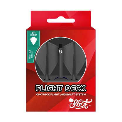 Shot Flight Deck - One Piece Dart Flight and Shaft System | Black | Kite