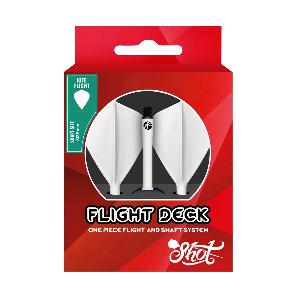 Shot Flight Deck - One Piece Dart Flight and Shaft System | White | Kite