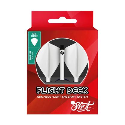 Shot Flight Deck - One Piece Dart Flight and Shaft System | White | Kite