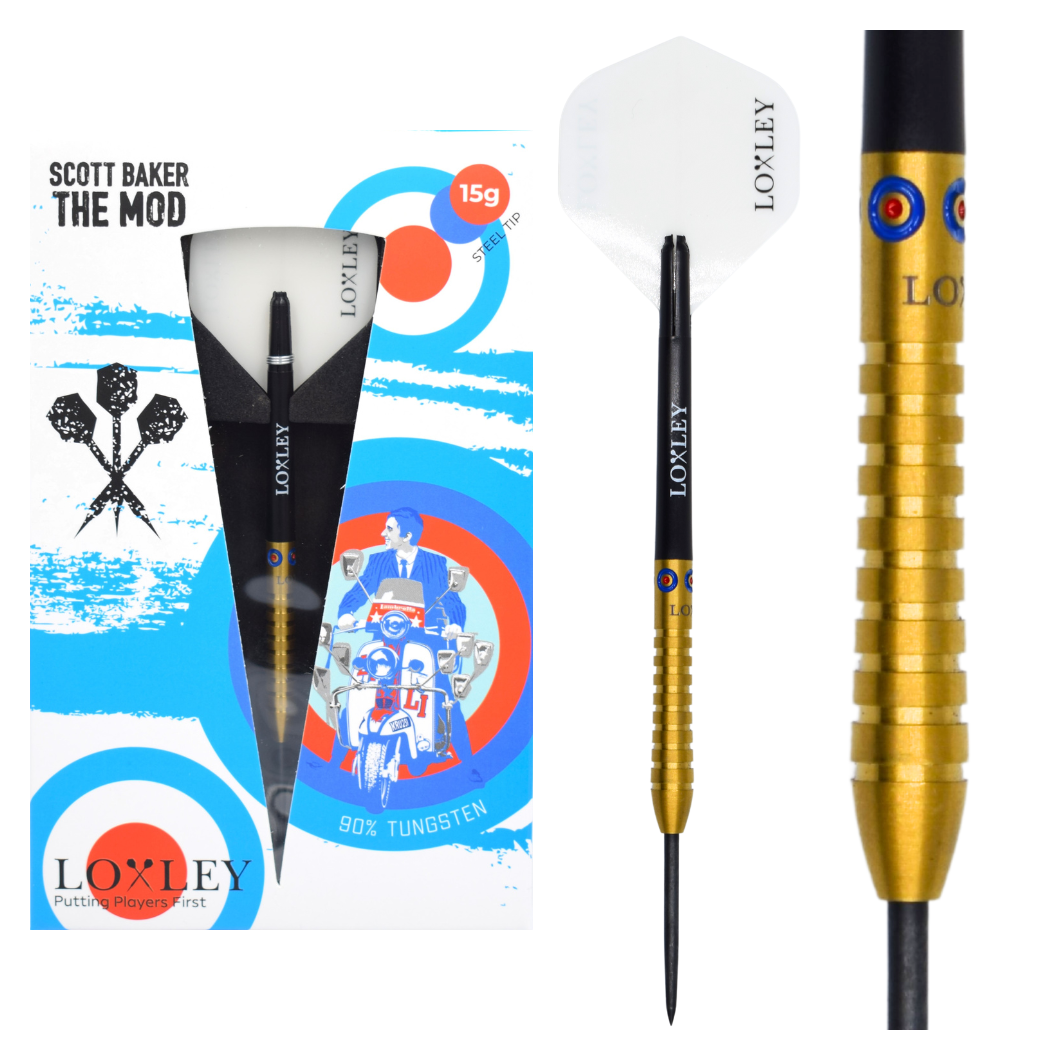 Loxley Scott Baker The Mod 90% Tungsten Steel Tip Darts