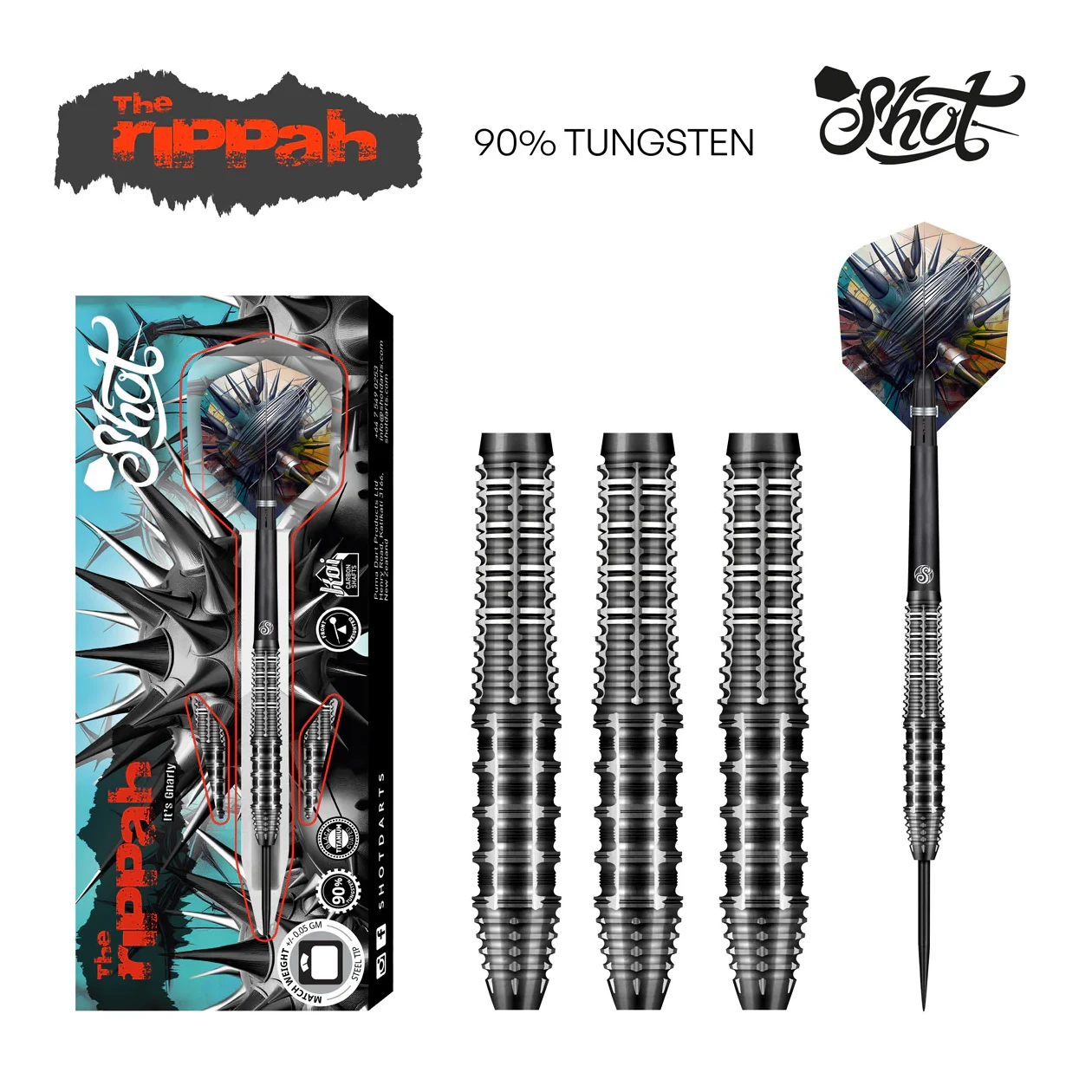 Shot Gnarly Rippah 90% Tungsten Steel Tip Dart Set