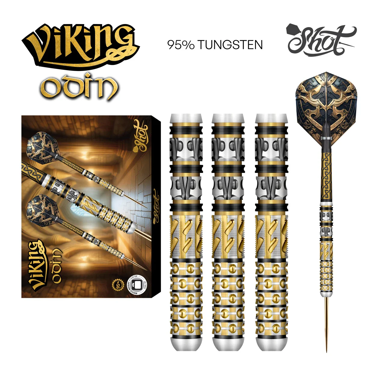 Shot Viking Odin Steel Tip Dart Set 95% Tungsten Barrels Full set