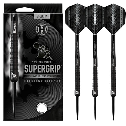 Harrows SUPERGRIP Black Edition 90% Tungsten Steel Tip Darts 21g