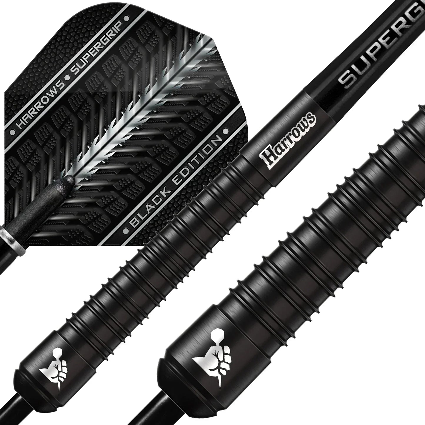 Harrows SUPERGRIP Black Edition 90% Tungsten Steel Tip Darts 30g
