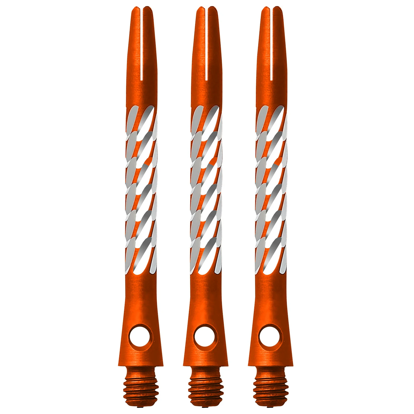 Unicorn Premier Aluminium Dart Shaft - Orange. Aluminium with knurled cut outs showing the silver metal underneath