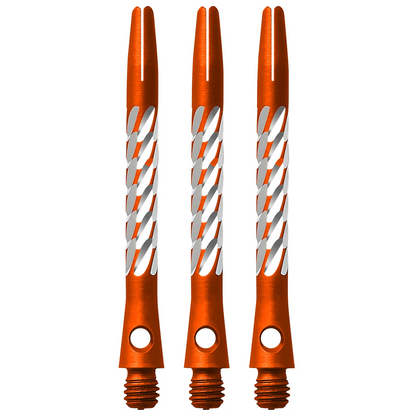 Unicorn Premier Aluminium Dart Shaft - Orange. Aluminium with knurled cut outs showing the silver metal underneath