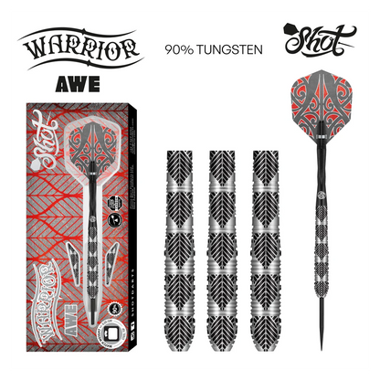 Shot Warrior Awe Steel Tip Dart Set - 90% Tungsten Barrels  Full-Set