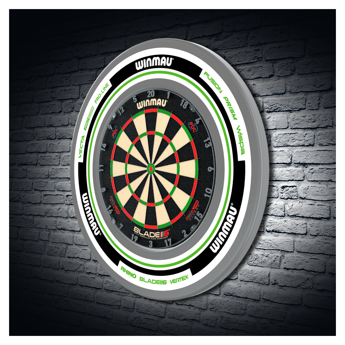 Winmau Advance White/Green Dartboard Surround