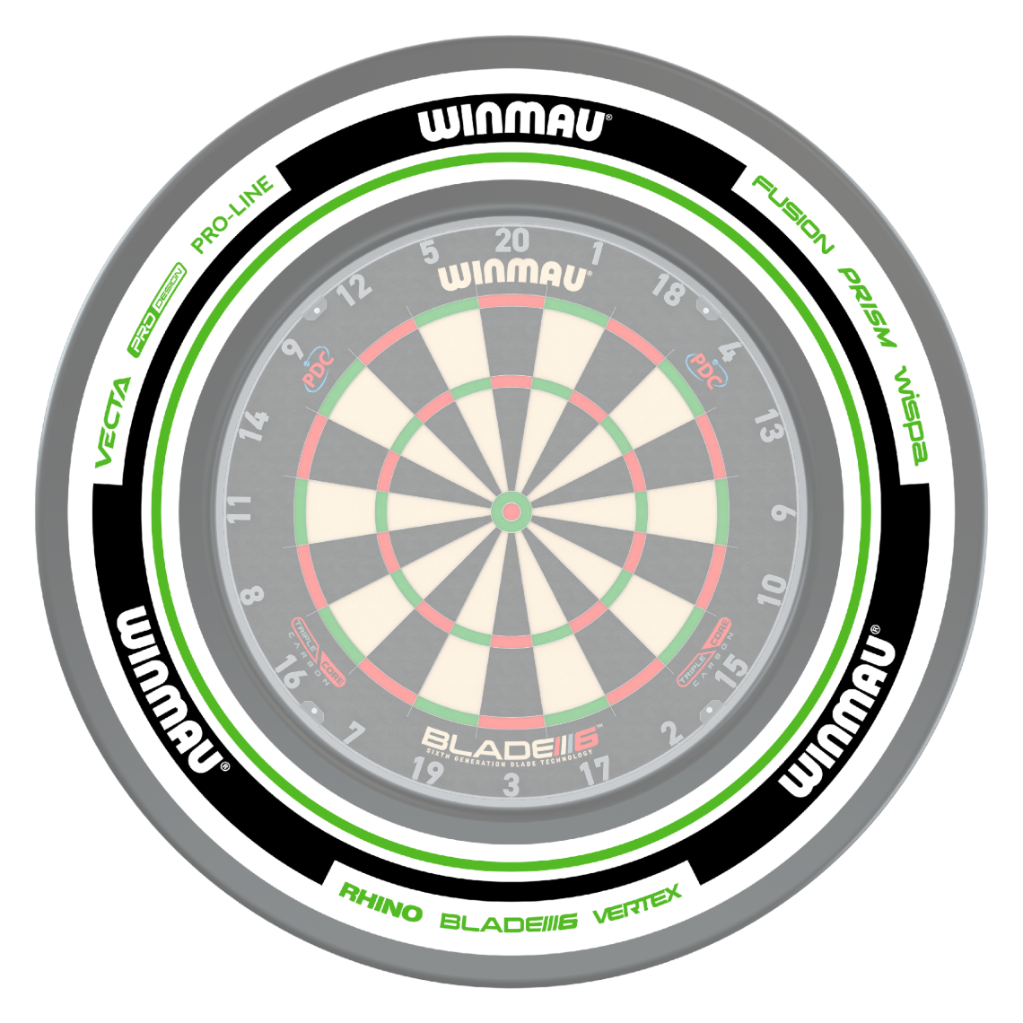 Winmau Advance White/Green Dartboard Surround