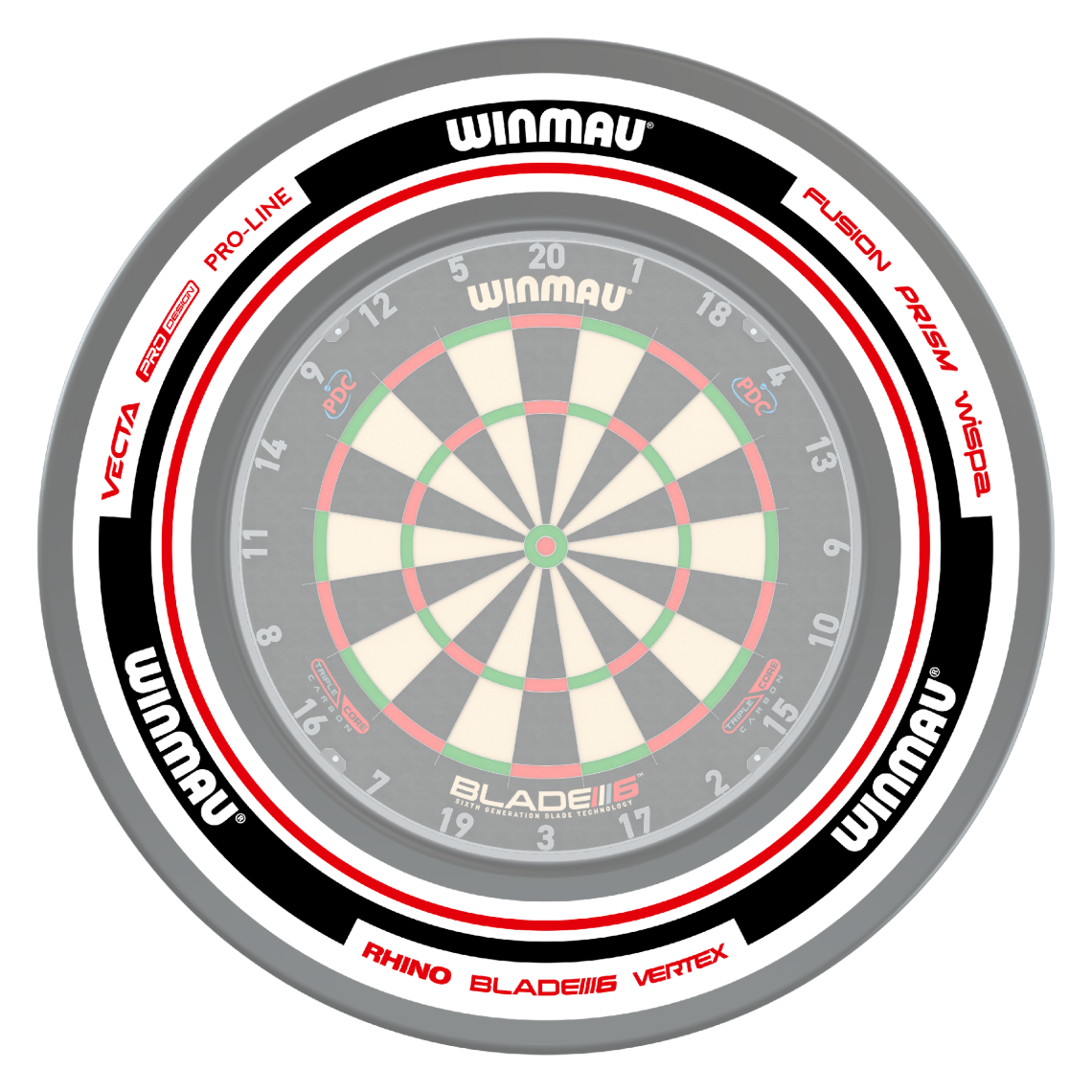 Winmau Advance White/Red Dartboard Surround