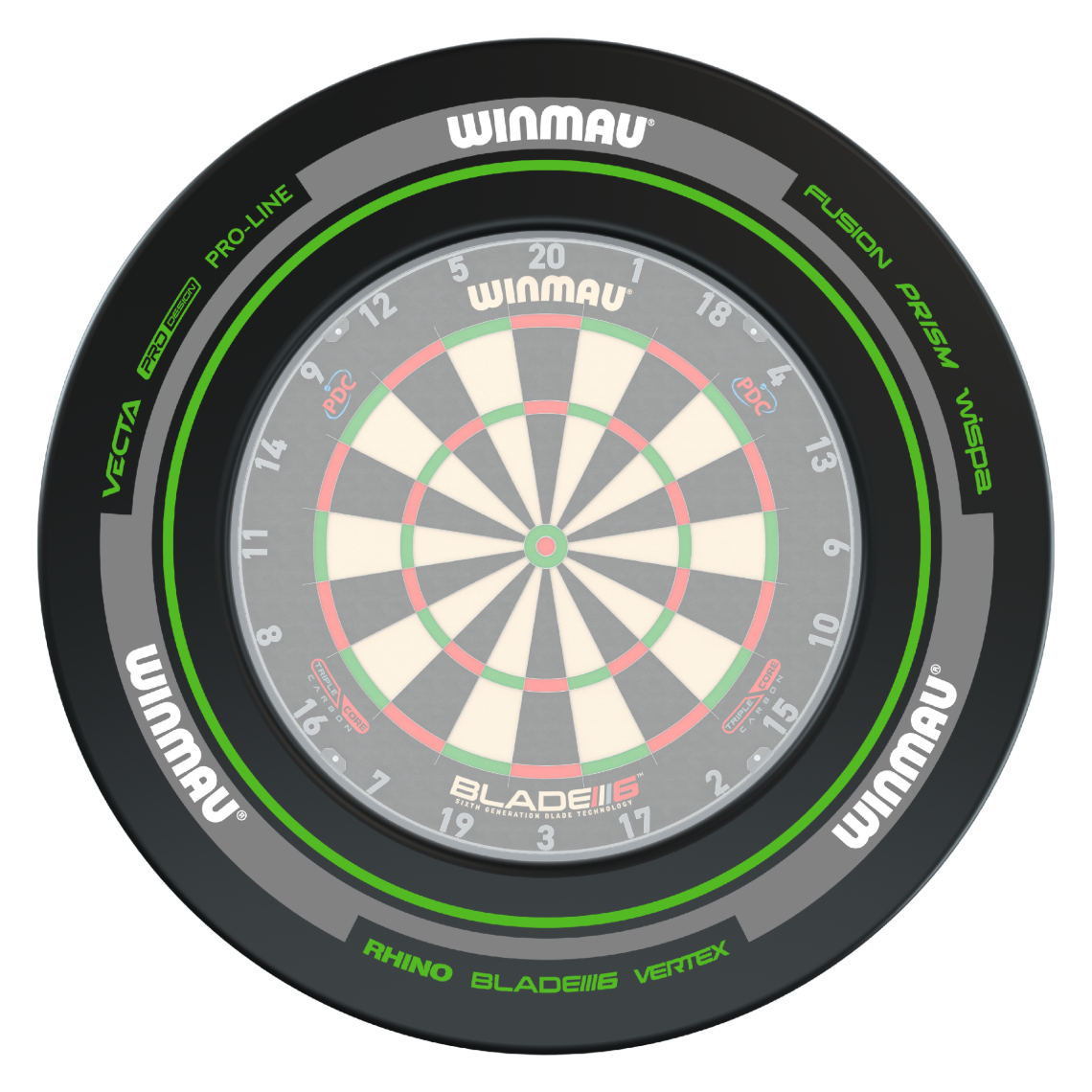 Winmau Advance Black/Green Dartboard Surround