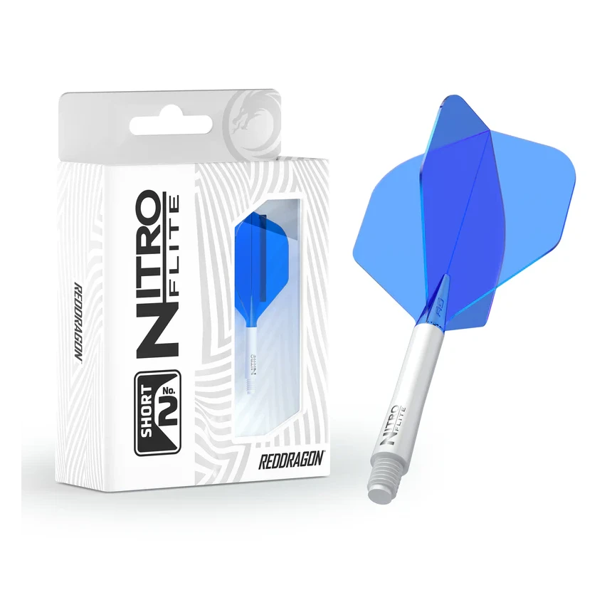 Red Dragon Nitro Flite - Integrated Flight & Shaft White & Blue Short #2