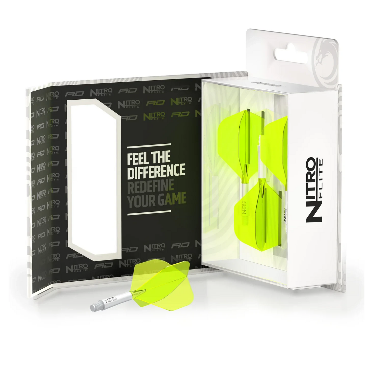 Red Dragon Nitro Flite - Integrated Flight & Shaft White & Yellow