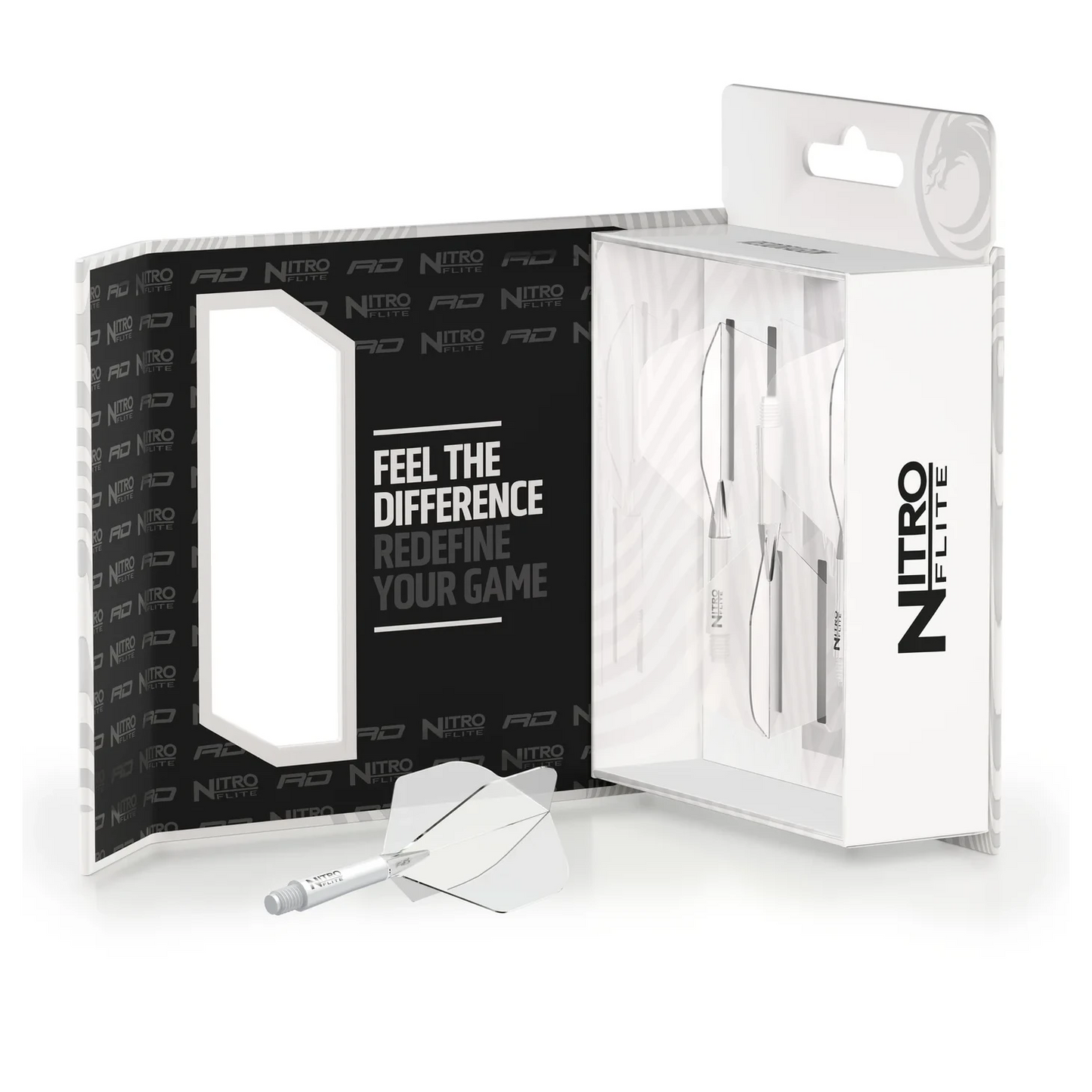 Red Dragon Nitro Flite - Integrated Flight & Shaft White & Clear