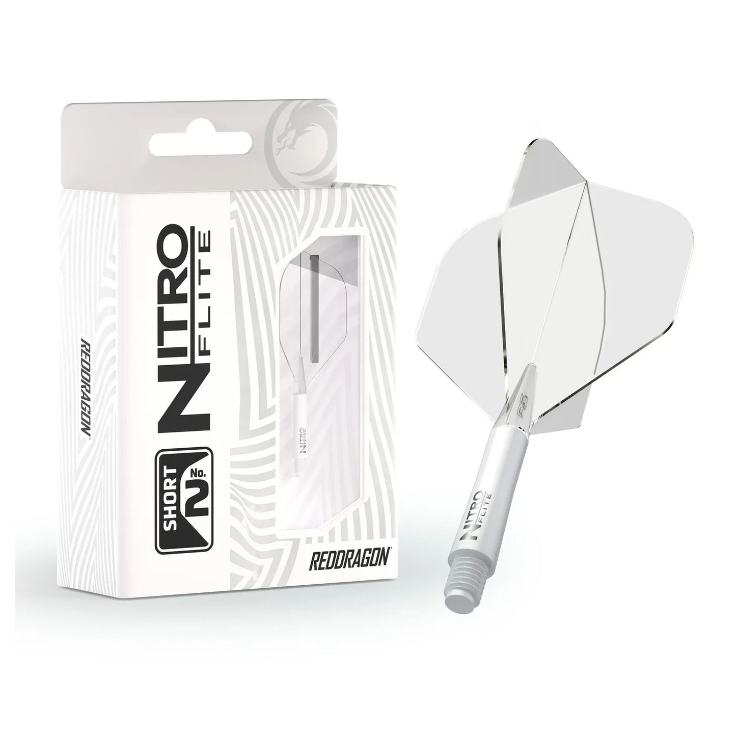 Red Dragon Nitro Flite - Integrated Flight & Shaft White & Clear Short #2