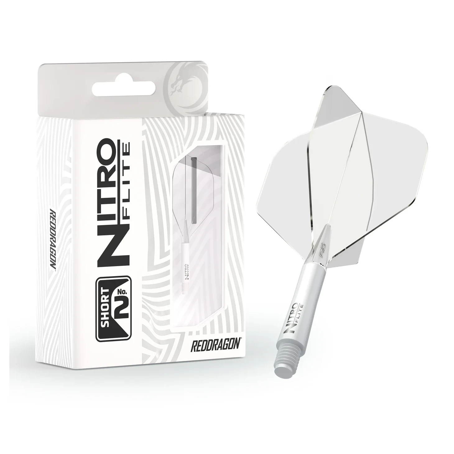 Red Dragon Nitro Flite - Integrated Flight & Shaft White & Clear Short #2