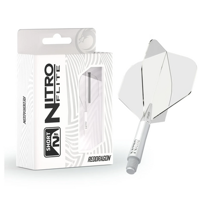 Red Dragon Nitro Flite - Integrated Flight & Shaft White & Clear Short #2