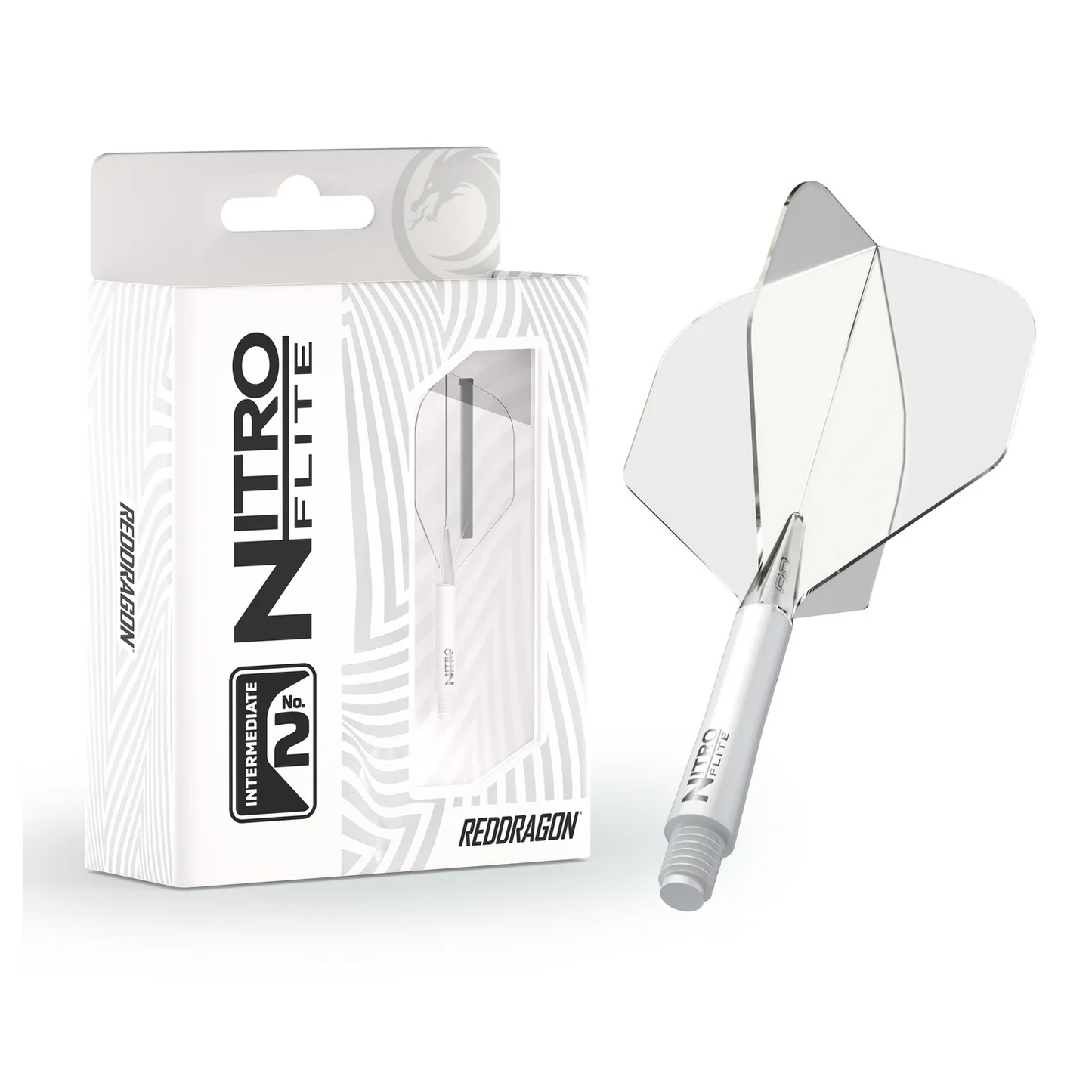 Red Dragon Nitro Flite - Integrated Flight & Shaft White & Clear Inter #2