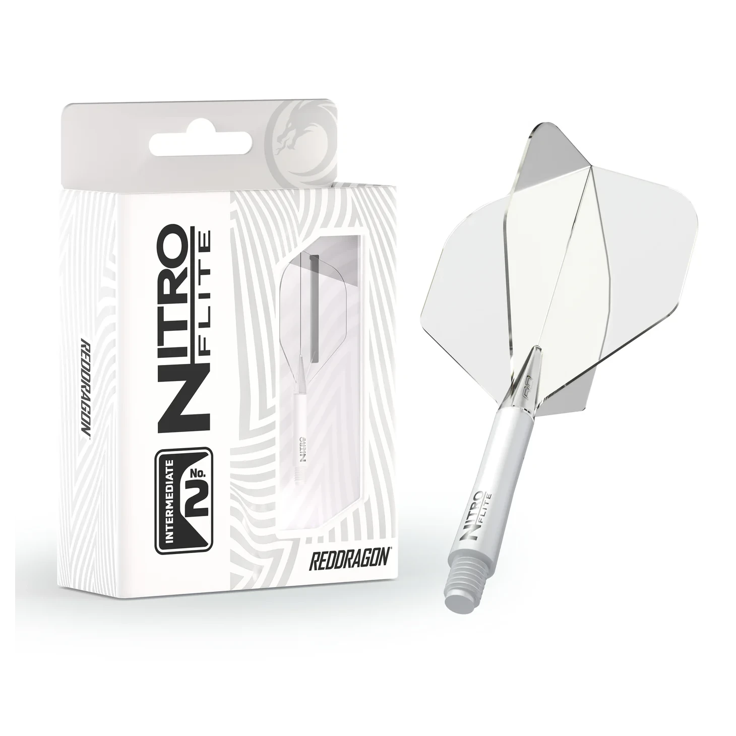 Red Dragon Nitro Flite - Integrated Flight & Shaft White & Clear Inter #2