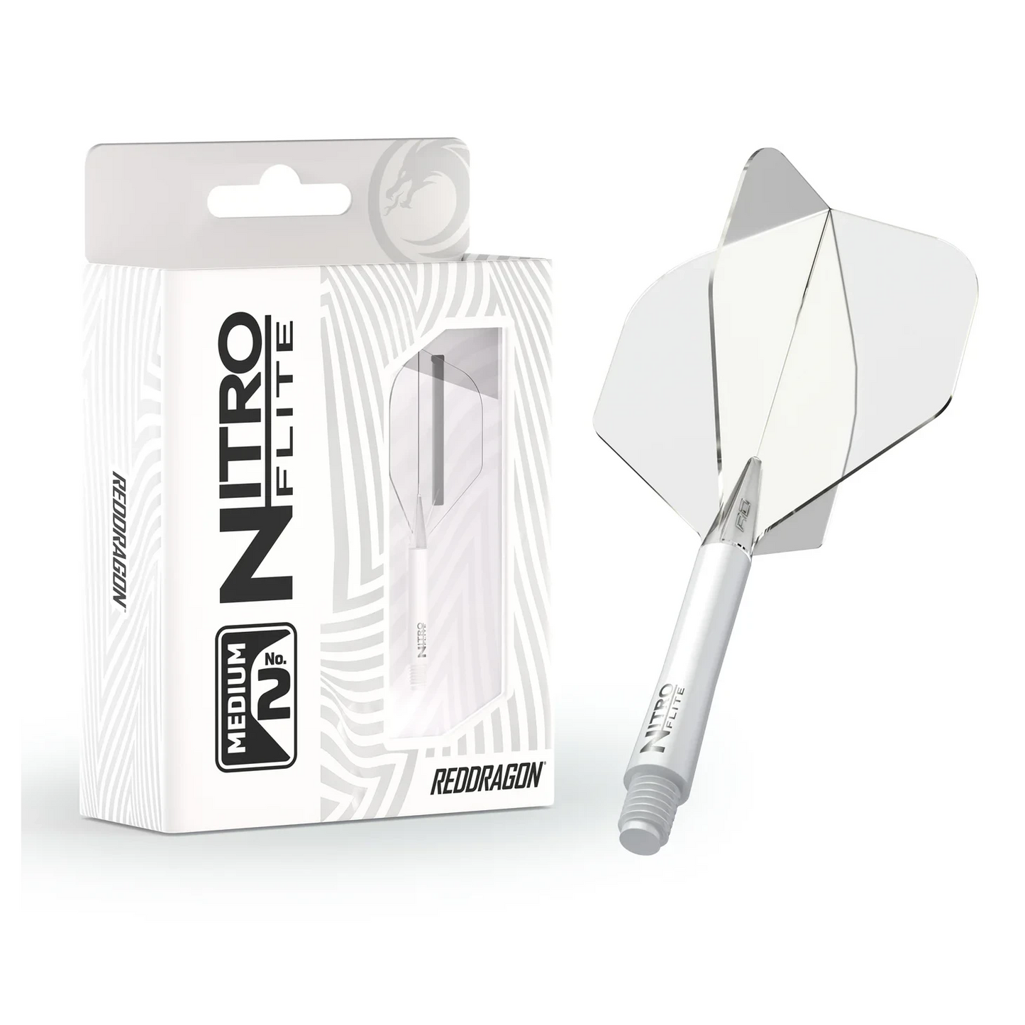 Red Dragon Nitro Flite - Integrated Flight & Shaft White & Clear Med #2