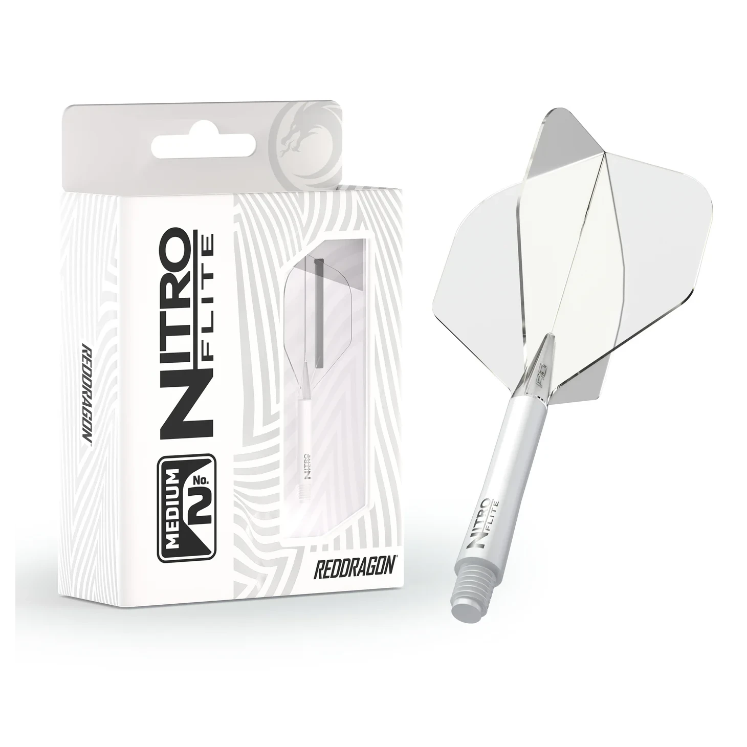 Red Dragon Nitro Flite - Integrated Flight & Shaft White & Clear Med #2