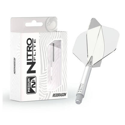 Red Dragon Nitro Flite - Integrated Flight & Shaft White & Clear Med #2