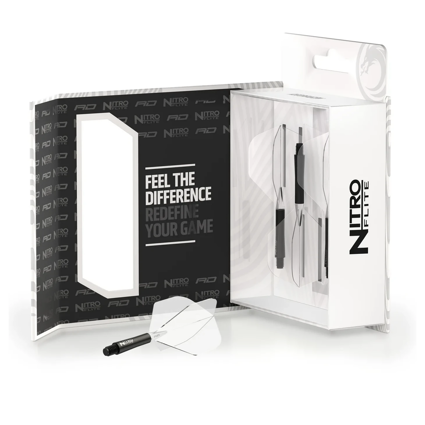 Red Dragon Nitro Flite - Integrated Flight & Shaft Black & Clear