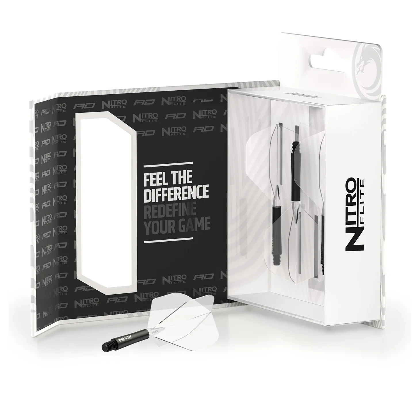 Red Dragon Nitro Flite - Integrated Flight & Shaft Black & Clear