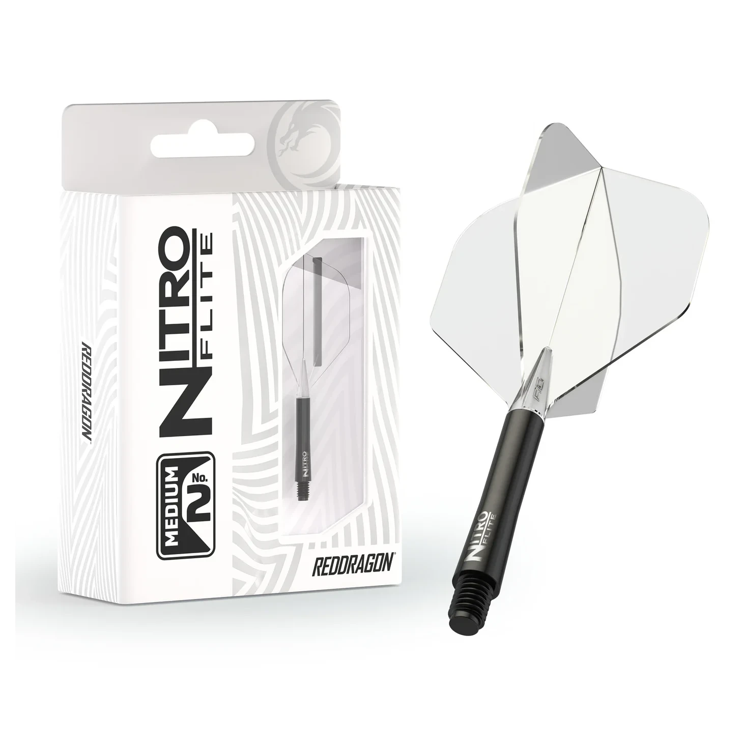 Red Dragon Nitro Flite - Integrated Flight & Shaft Black & Clear Med #2