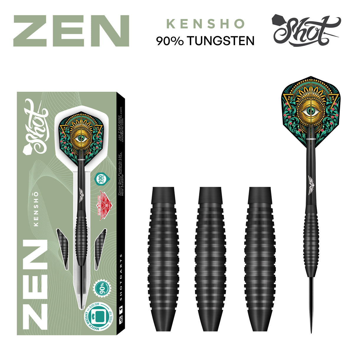 Shot Zen Kensho 28gm 90% Tungsten Steel Tip Darts 
