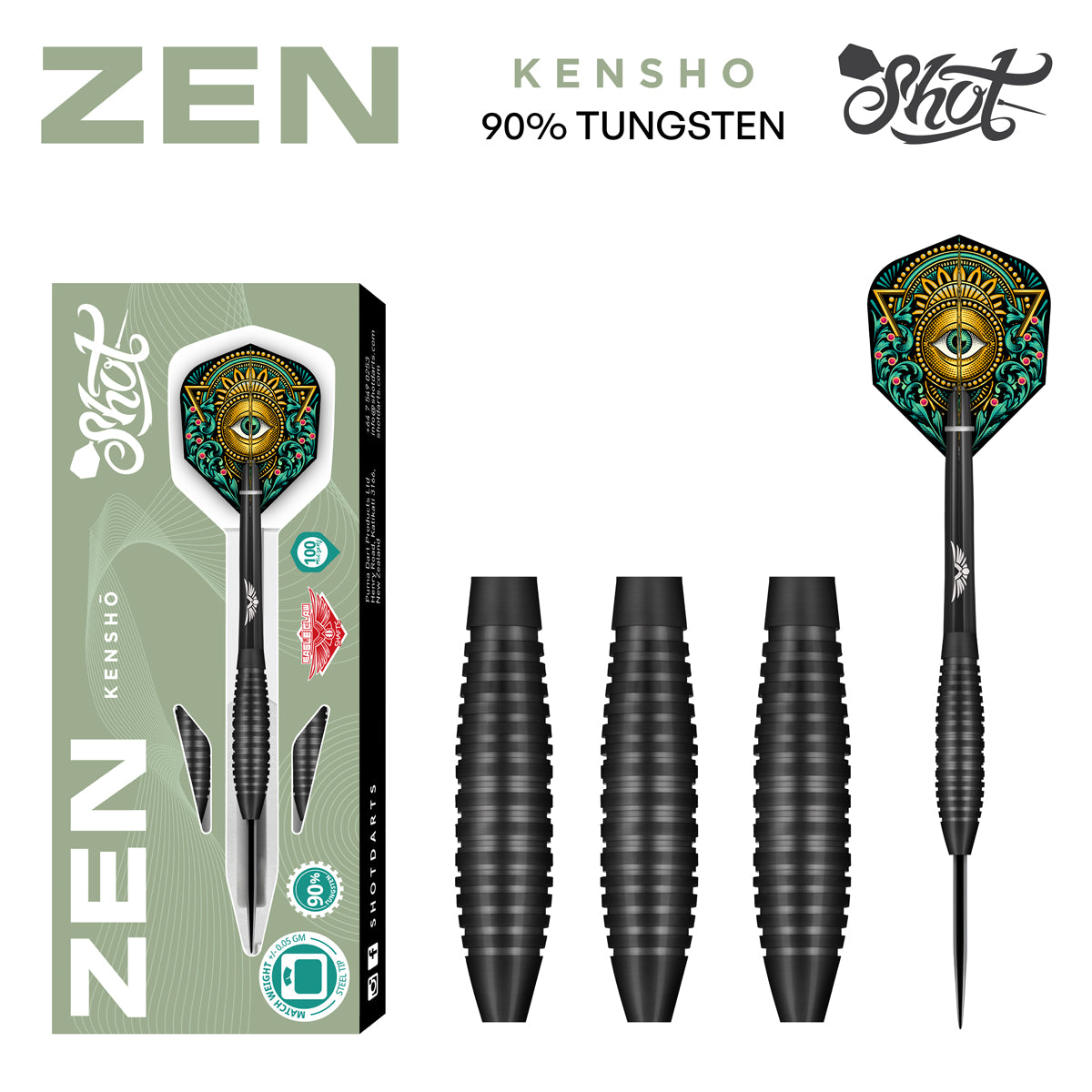 Shot Zen Kensho 23gm 90% Tungsten Steel Tip Darts 