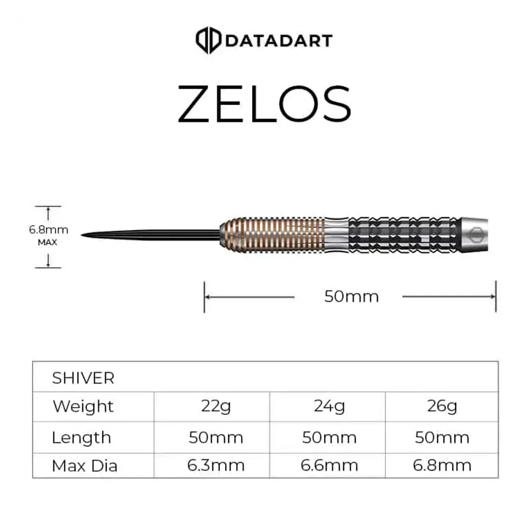 Datadart Zelos 95% Tungsten Steel Tip Darts 
